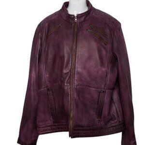 Pelle Lambskin Leather Jacket Coat Purple Wine Men's 4XL Moto